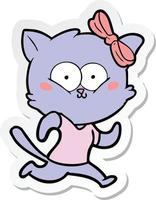 sticker of a cartoon cat vector