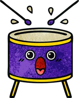 retro grunge texture cartoon drum