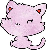textured cartoon of cute kawaii kitten vector