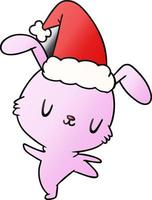 dibujos animados de gradiente de navidad de conejo kawaii vector