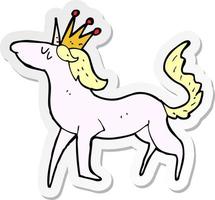 sticker of a cartoon unicorn vector