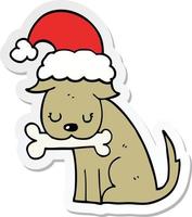 sticker of a cute christmas dog vector