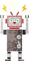 retro illustration style cartoon broken robot vector