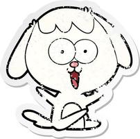 distressed sticker of a cute cartoon dog vector