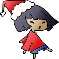 christmas gradient cartoon of kawaii girl vector