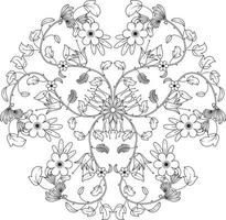 Mandala Floral Coloring Page Adults KDP Interior vector