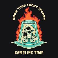 Skull Dice Gambling Game Retro Vector Illustration