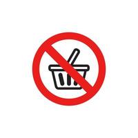 icono de cesta de compras de prohibición eps 10 vector