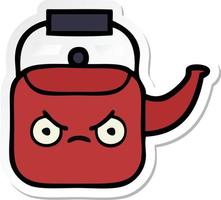 sticker of a cute cartoon kettle vector