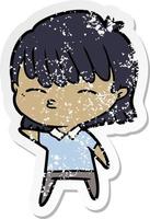 distressed sticker of a cartoon woman vector