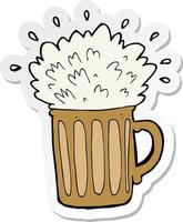 sticker of a cartoon frothy beer vector