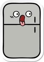 sticker of a cute cartoon fridge freezer vector