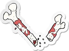 sticker of a gross broken bone cartoon vector