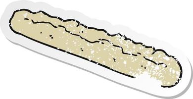 retro distressed sticker of a cartoon baguette vector