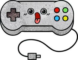 controlador de juego de dibujos animados de textura grunge retro vector