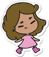 sticker cartoon of a cute kawaii girl vector