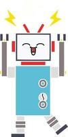 flat color retro cartoon robot vector