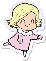 sticker of a cartoon friendly girl vector