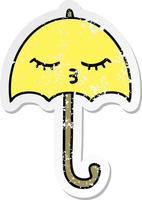 distressed sticker of a cute cartoon umbrella vector