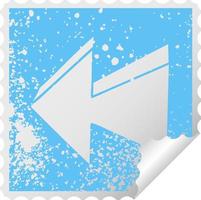 quirky distressed square peeling sticker symbol arrow vector