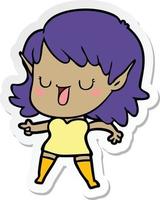 sticker of a cartoon elf girl vector