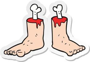 sticker of a cartoon gross severed feet vector