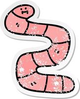 distressed sticker of a quirky hand drawn cartoon worm vector