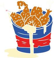 cartoon doodle bucket of fried chicken vector