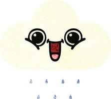 retro illustration style cartoon rain cloud vector