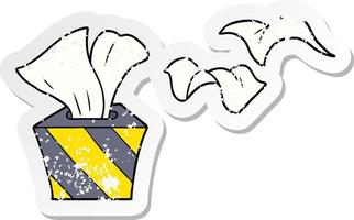 distressed sticker of a cartoon box of tissues vector