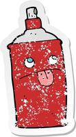 retro distressed sticker of a cartoon spray can vector