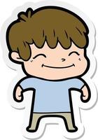 sticker of a happy cartoon boy vector