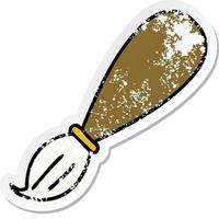 distressed sticker of a cute cartoon paint brush vector