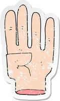 retro distressed sticker of a cartoon hand vector