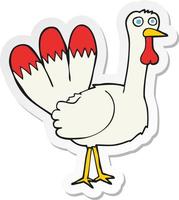 sticker of a cartoon turkey vector