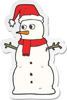 sticker of a cartoon snowman vector