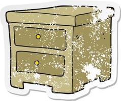 retro distressed sticker of a cartoon chest of drawers vector