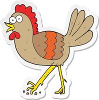 sticker of a cartoon chicken vector