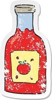 pegatina retro angustiada de un ketchup de dibujos animados vector