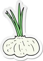 sticker of a cartoon garlic bulb vector