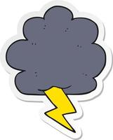 sticker of a cartoon thundercloud vector