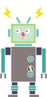 flat color retro cartoon robot vector