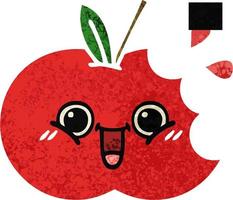 retro illustration style cartoon red apple vector