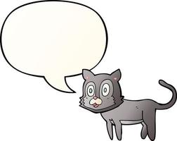 gato de dibujos animados feliz y burbuja de habla en estilo degradado suave vector