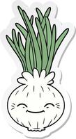 sticker of a cartoon onion vector