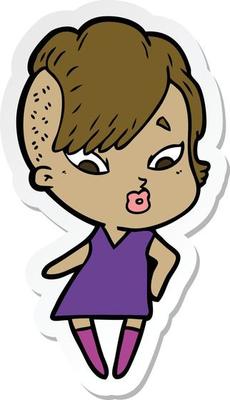 sticker of a cartoon surprised girl
