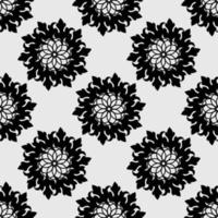 Seamless pattern with mandala ornament. Black on a white background. Modern stylish abstract texture. Repeating geometric elements for web or textile. Vector illustration.