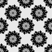 Seamless pattern with mandala ornament. Black on a white background. Modern stylish abstract texture. Repeating geometric elements for web or textile. Vector illustration.