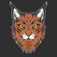 Head of lynx or bobcat. Mascot or character for logo. Cartoon vector illustration.