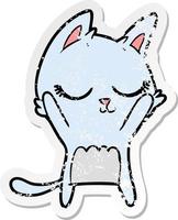 distressed sticker of a calm cartoon cat vector